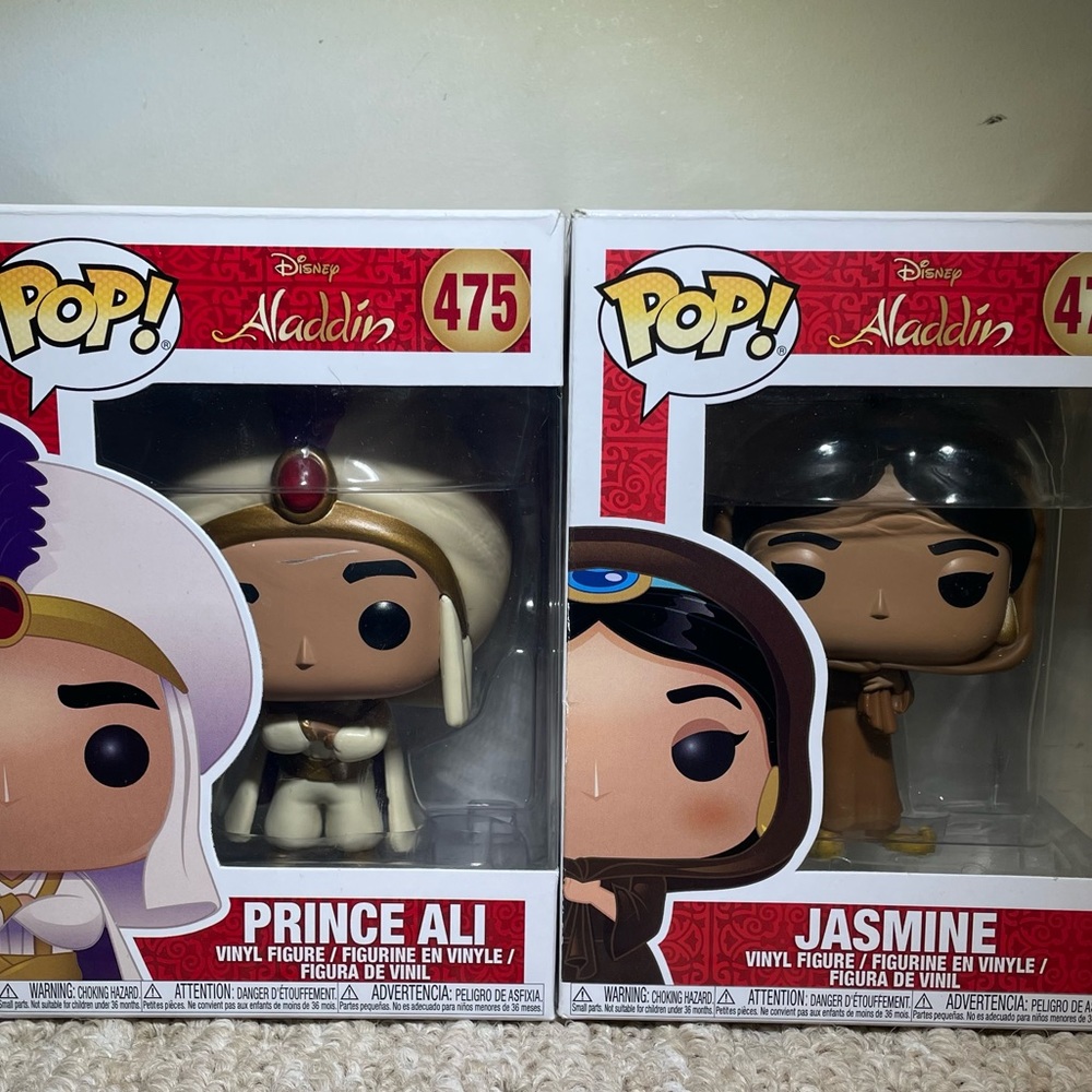 Jasmine #475 And Prince Ali #477 Funko Pops, Aladdin